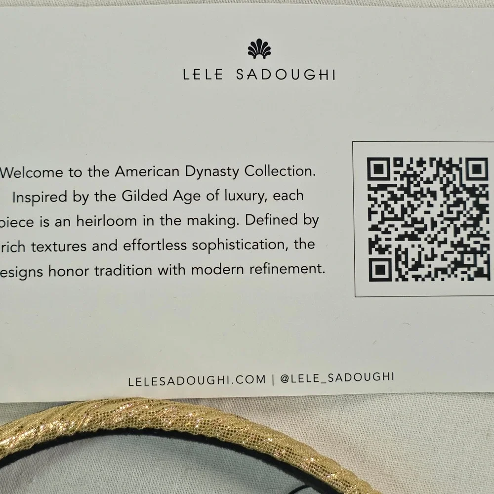 Lele Sadoughi Women Charlotte Crinkled Silk Headband OS Gold Luxury Feminine NWT